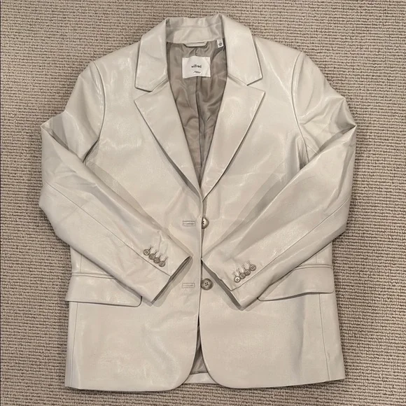 Aritzia Wilfred Cream Vegan Leather Blazer